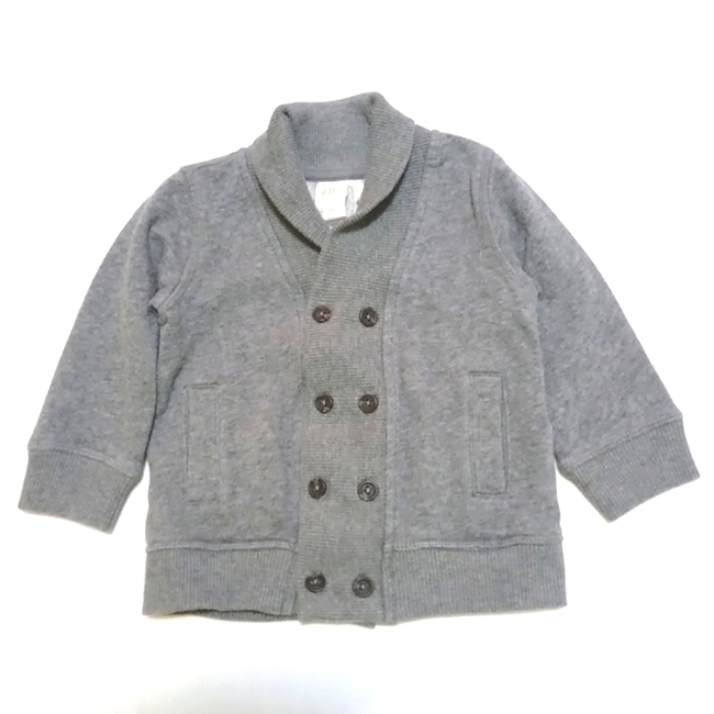 H&M double-breasted cardigan with shawl collar and elbow patches US 9-12M